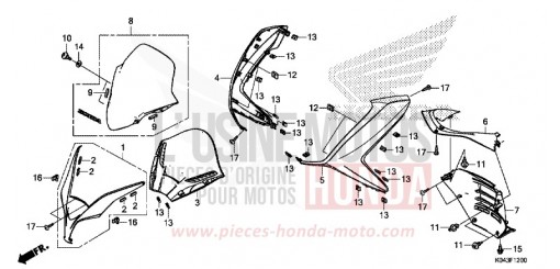 GAINE DE PROTECTION AVANT/VISIERE DES INSTRUMENTS NSS300AD de 2013